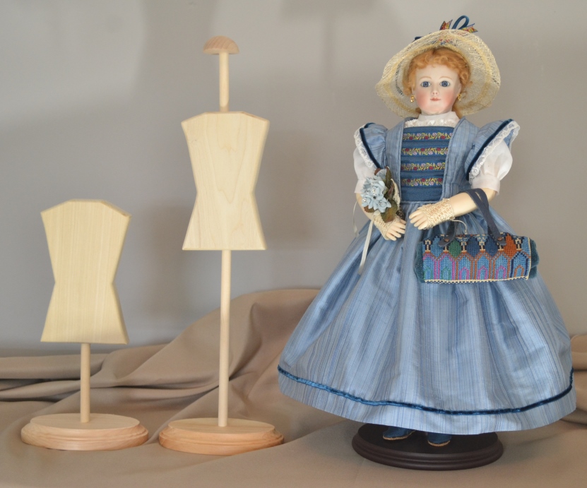 15.5 - 16 French Fashion Doll Costume Stand Primitive Wood Mannequin